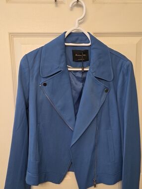 Massimo Dutti Beautiful Mod Blue Viscose Jacket ....Women's US 8